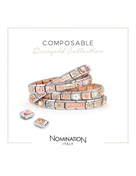 Nomination Composable Classic Link Ατσάλι Ασημί Με Ροζ Χρυσό 9Κ Και Ζιργκόν 430305/36
