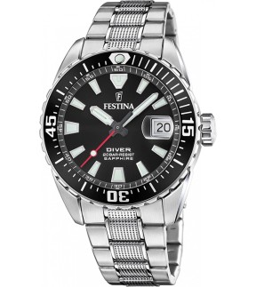 Ρολόι FESTINA Diver Με Ασημί Ατσάλινο Μπρασελέ F20669/3