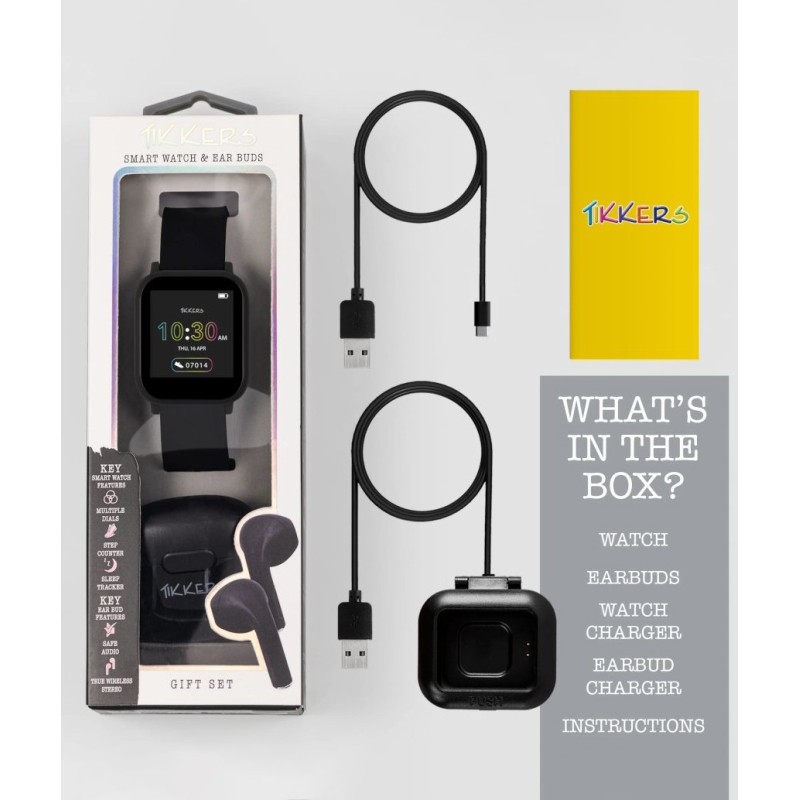 TIKKERS Smartwatch BoxSet Black Silicone Strap TKS10 0002 SET
