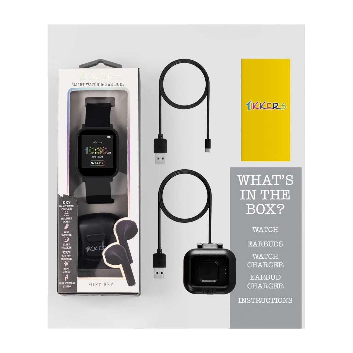 TIKKERS Smartwatch BoxSet Black Silicone Strap TKS10 0002 SET