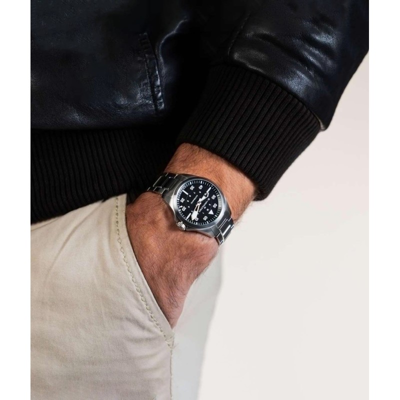 Ρολόι HAMILTON Khaki Aviation Pilot Pioneer Με Ασημί Ατσάλινο Μπρασελέ H76215130