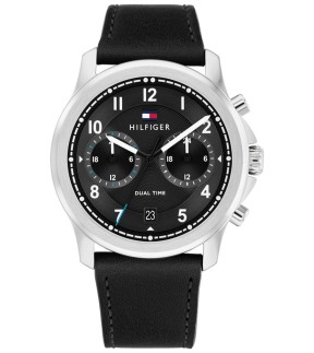 TOMMY HILFIGER Wesley Με Πολλαπλές Ενδείξεις Και Μαύρο Δερμάτινο Λουράκι 1710624