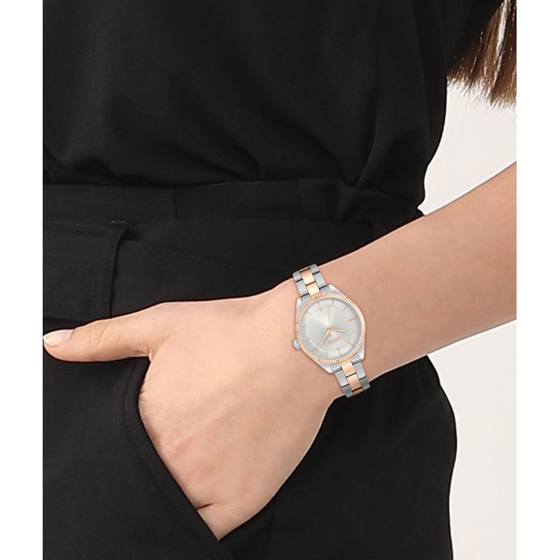 HUGO BOSS Sage Rose Gold Silver Stainless Steel Bracelet 1502727