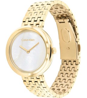 CALVIN KLEIN Twisted Bezel Yellow Gold Stainless Steel Bracelet 25200321