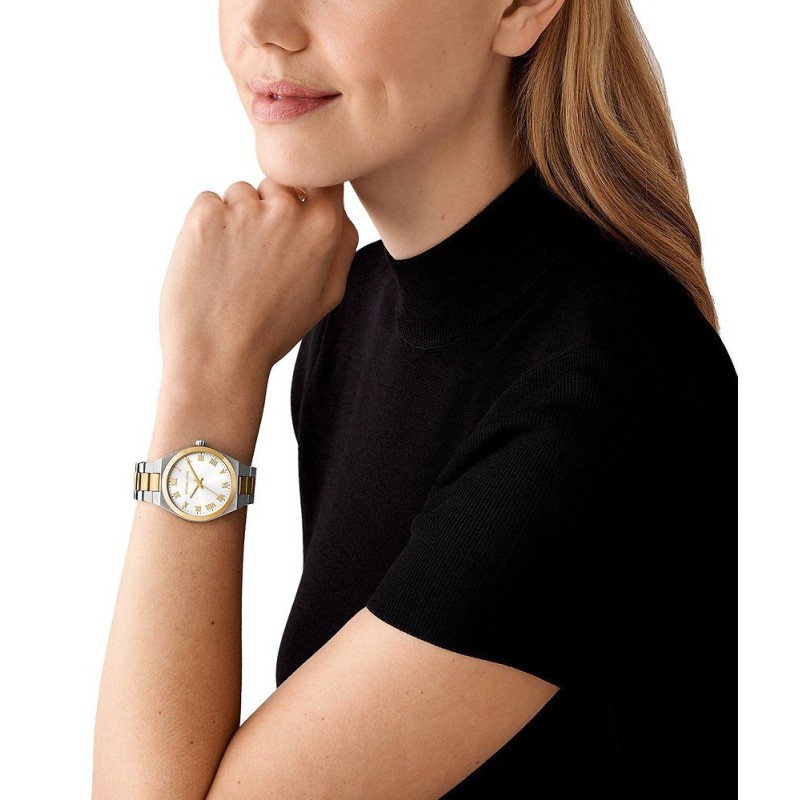 Ρολόι MICHAEL KORS Lennox Με Κίτρινο Χρυσό-Ασημί Ατσάλινο Μπρασελέ MK7464