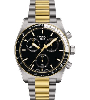 Ρολόι TISSOT PR516 Με Χρονογράφο Και Κίτρινο Χρυσό-Ασημί Ατσάλινο Μπρασελέ T1494172205100