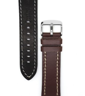 VSTRAPS Brown Leather Strap With Beige Stitching 24mm