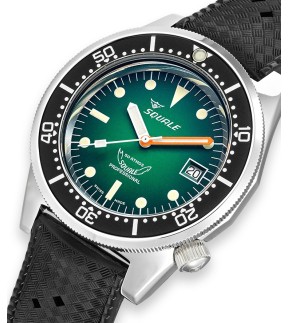 Ρολόι SQUALE 1521 Green Ray Rubber Με Αυτόματο Μηχανισμό Και Μαύρο Καουτσούκ Λουράκι 1521PROFGR.HT