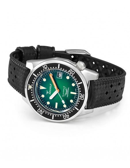 Ρολόι SQUALE 1521 Green Ray Rubber Με Αυτόματο Μηχανισμό Και Μαύρο Καουτσούκ Λουράκι 1521PROFGR.HT