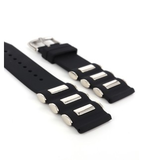 Λουράκι TZEVELION Μαύρο Σιλικόνης 22mm S010.1.22