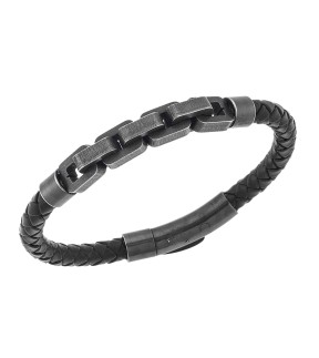 SENZA Leather And Steel Bracelet