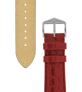HIRSCH Crocograin Bordeaux Leather Strap 16mm 12302860-16