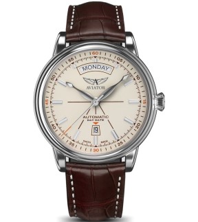 AVIATOR Douglas Automatic Brown Leather Strap V.3.20.0.141.4