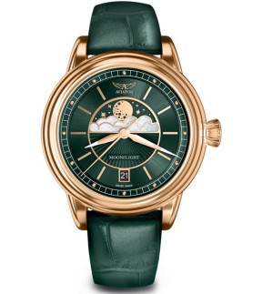 AVIATOR MoonFlight Green Leather Strap V.1.33.2.263.4