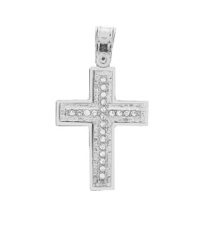 VITOPOULOS Woman Cross Rose and White Gold 14Ct With White Zircon Stones