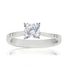 Engagement Ring White Gold 14Ct With Zircon Stones