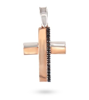 VITOPOULOS Woman Cross Rose-White Gold 14Ct With Zircon Stones