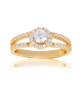 Engagement Ring Yellow Gold 14Ct With Zircon Stones