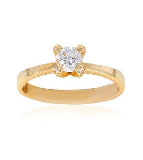 Engagement Ring Yellow Gold 14Ct With Zircon Stones