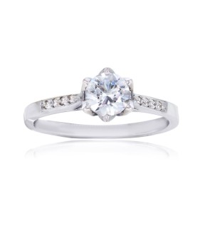 Engagement Ring White Gold 14Ct With Zircon Stones