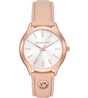 Ρολόι MICHAEL KORS Slim Runway Με Ροζ Δερμάτινο Λουράκι MK7467