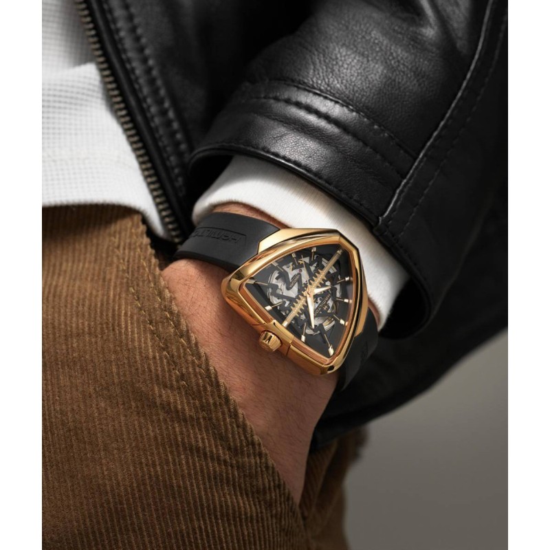 HAMILTON Ventura Elvis80 Skeleton Automatic Black Rubber Strap H24525331