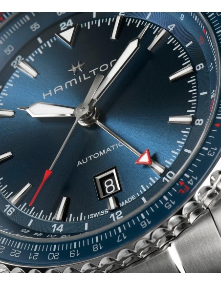Ρολόι HAMILTON Khaki Aviation Converter Auto GMT Με Ασημί Ατσάλινο Μπρασελέ H76715140