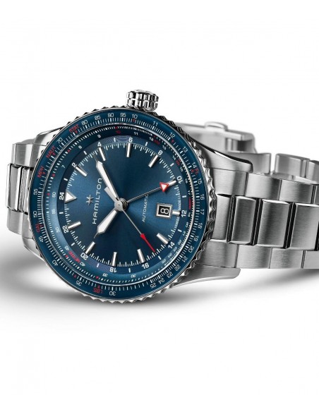 Ρολόι HAMILTON Khaki Aviation Converter Auto GMT Με Ασημί Ατσάλινο Μπρασελέ H76715140